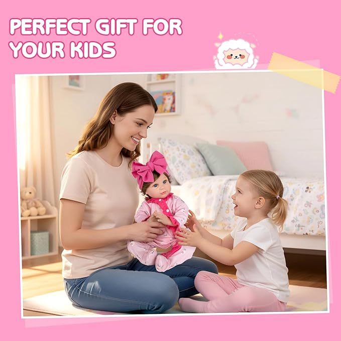 Aori Reborn Baby Dolls 22 Inch Realistic Baby Girl - Lifelike Weighted Newborn with Realistic Wig Hair, Magnetic Pacifier & Pink Outfit, Gift for Collectors, Kids 3+