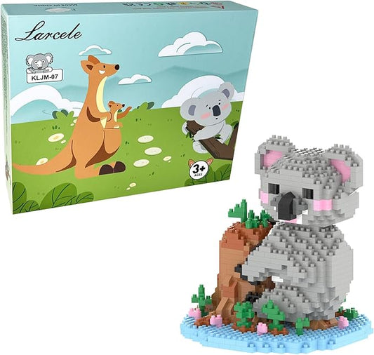 Larcele Animal Series Micro Building Blocks Animal Set, DIY Mini 3D Building Toy Bricks,1000 Pieces KLJM-07 (Koala)