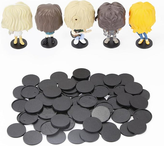 56PCS Figure Stand Base with 120PCS Adhesive for Fuko Pop, 1.57 Inch Black Round Plastic Bases No Peg, Doll Model Storage Organizer Display Holder Accessories for Action Figures