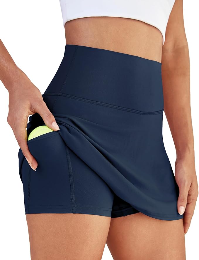 Womens Skort Tennis Skirt with Pocket Shorts | Mini Golf Skirts, High Waisted, Built-in Shorts, Soft Comfortable Fabric, for Summer Casual, Athletic Workout, Pickleball