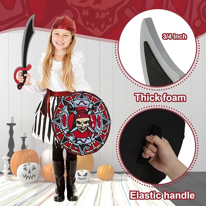 RICHNESS Kids Toy Swords and Shields Foam Play Sword and Shield for Kids Dress Up and Costumes Pack of 2 Players