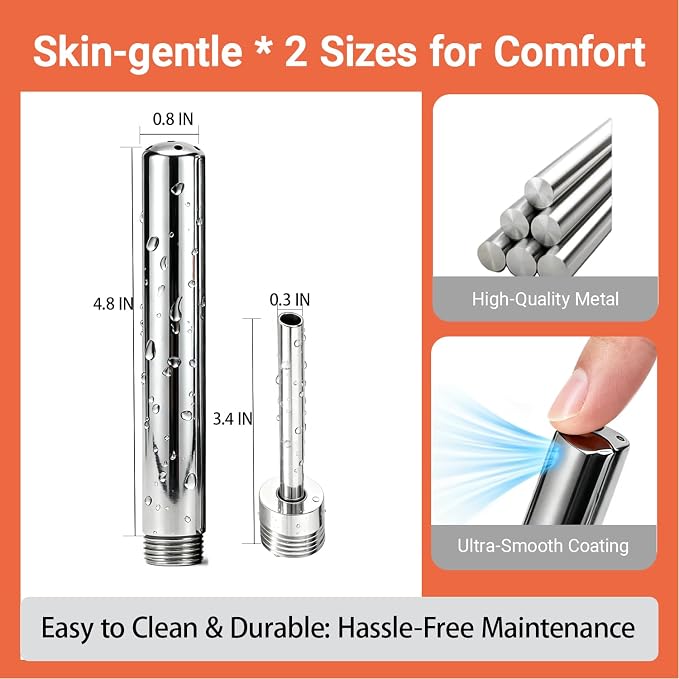 Professional Shower Enema Kit for Personal Hygiene, 6FT Stainless Steel Douche System with 2 Smooth Nozzles & Water Flow Control, Easy Install for Men and Women