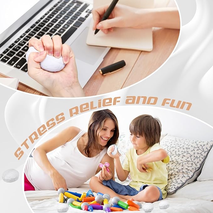 Jenaai Brain Stress Ball Halloween Squeeze Toy 2.76 Inch PU Hand Muscle Exercise Pressure Ball Funny Stress Relief Toy for Adults Improving Grip Strength Release Pressure(White)