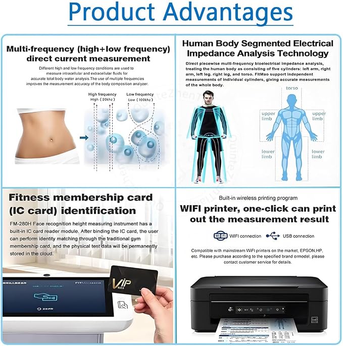 Smart Body Composition Analyzer,10.1 Inch Hd Touch Bioimpedance Analysis Machine,Fat Testing Machine,Health Management Tool,for Weight Control & Fat Analysis