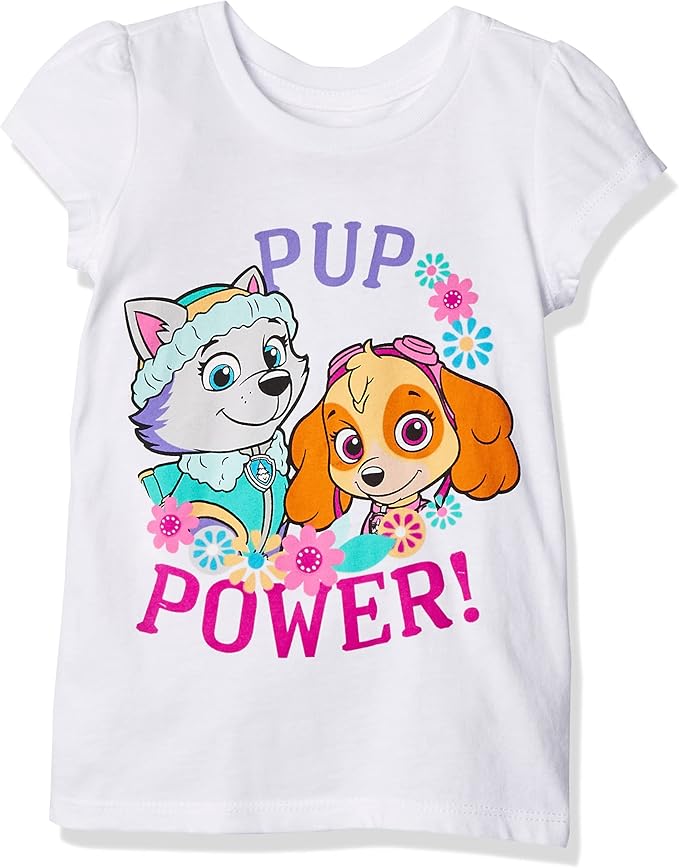 Paw Patrol Girls' Paw Patrol Pup Power Short-Sleeved Puff Tee