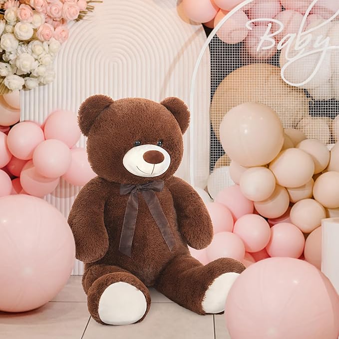 MorisMos Giant Teddy Bear Stuffed Animal 3 ft-36'' Large Teddy Bear, Brown Big Teddy Bear for Girlfriend Valentines, Large Stuffed Bear Plush for Birthday Christmas Baby Shower Decor,Dark Brown