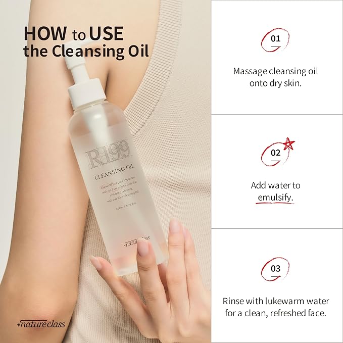 R199 Rice Cleansing Oil Face Cleanser Korean Skincare Makeup Remover Oil Cleanser for Face Blackhead Remover Pore Control Double Cleansing Sensitive Skin 6.76 fl oz