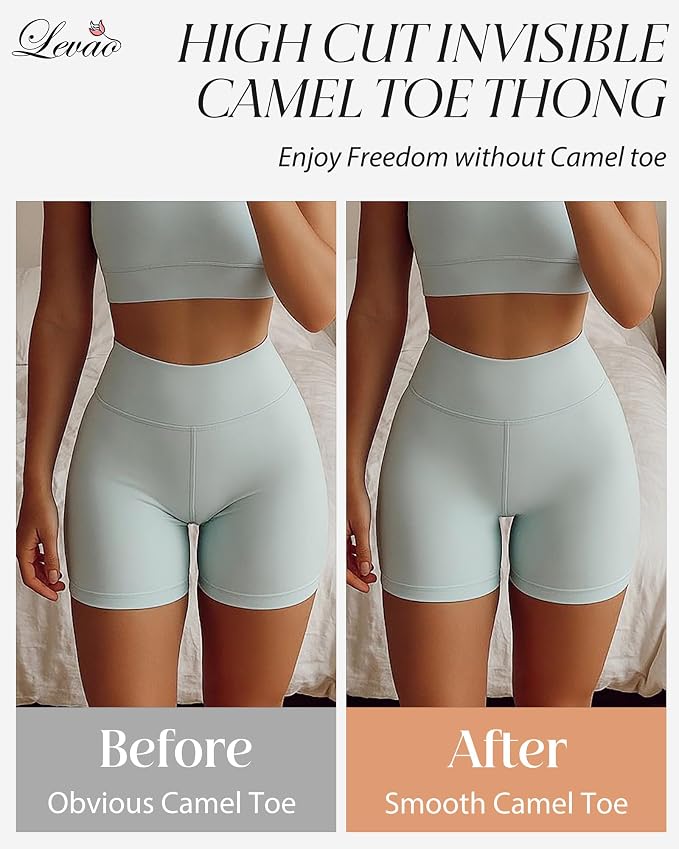 LEVAO Seamless Thongs for Women Invisible Toe Thong No Show Camel Proof Underwear Thong Panty Liners Workout G-Strings