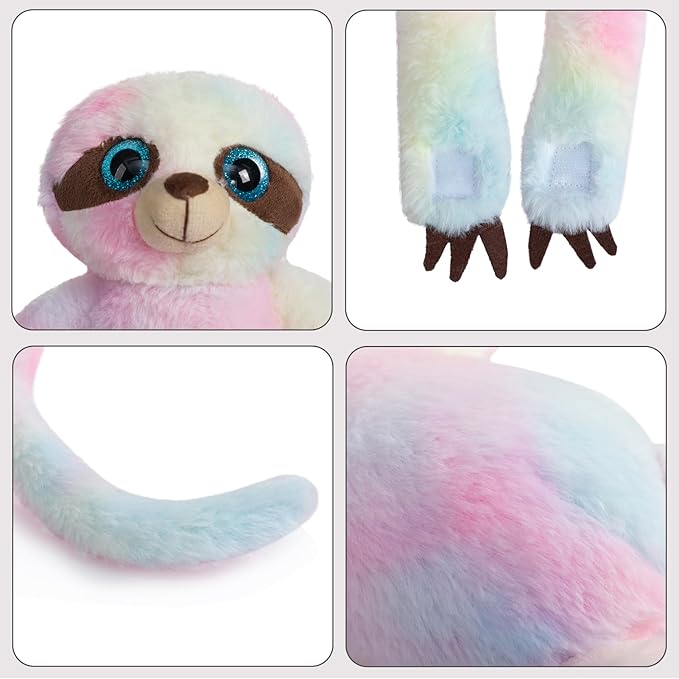 Hanging Rainbow Sloth Stuffed Animal Stuffed Long Arm Sloth Plush Toy for Kids Grandchildren Friends Decors 20 inch
