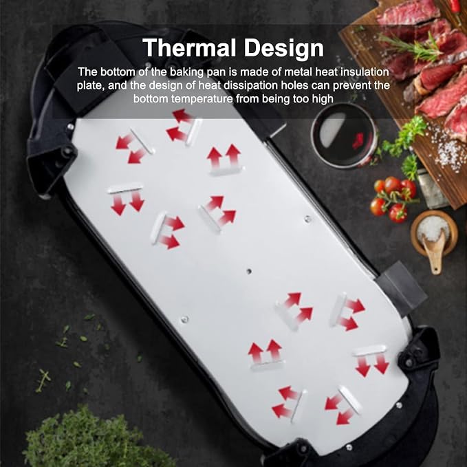 27″ Hot pot with Grill,Electric BBQ Grill 2200W Non-Stick Korean Barbecue Grill for 2-12 People,Independent Dual Temperature Control(110V)