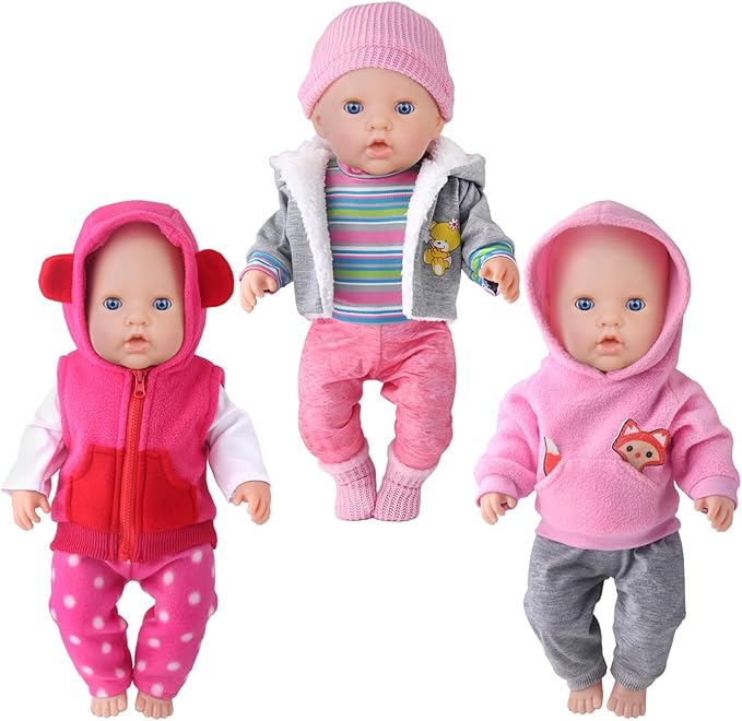UNICORN ELEMENT 9PCS 16-18 Inch Baby Doll Clothes Set - Magic Tape Design Cute Outfits for Baby Dolls with Hat & Socks, 3+ Age Pretend Play Costumes to Boost Creativity (No Doll Included)