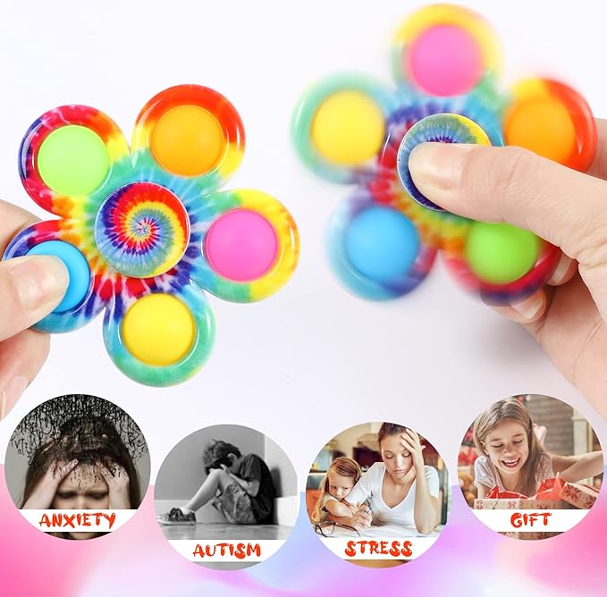 Gigilli 24 Pack Party Favors Fidget Spinners for Kids 4-8 8-12, Goodie Bags Stuffers for Kids 3-5, Pop Mini Fidget Toys Bulk ADHD Classroom Prizes, Toddler Birthday Party Gifts, Adult Anxiety Toys