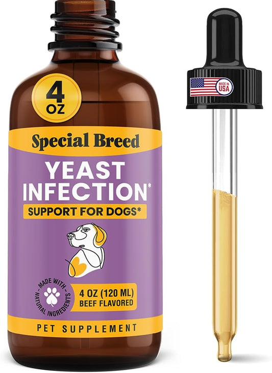 Natural Yeast Infection Relief for Dogs – Itchy Skin & Ear Treatment, Supports Allergy & Immune Health, Reduces Itching, Irritation & Inflammation, Liquid Drops, 4oz