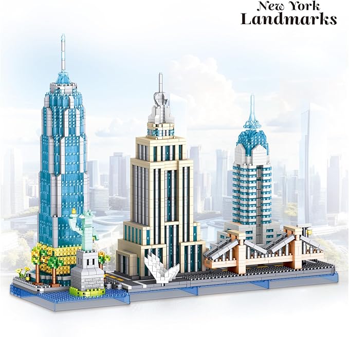 SEMKY Micro Mini Blocks New York Skyline Famous Landmark Model Set,(3264Pieces) -Building and Architecture Toys Gifts for Kid