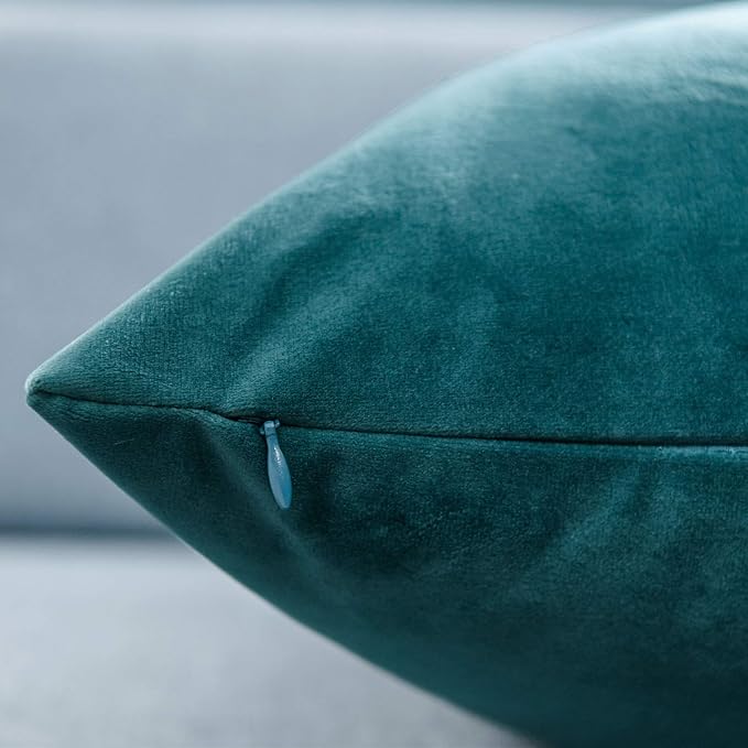 22x22 Velvet Throw Pillow Covers Set of 2 for Couch Sofa Bed,Peacock Blue | JUSPURBET Decorative Pillow Covers with Invisible Zipper for Modern Living Room Bedroom Home Decor