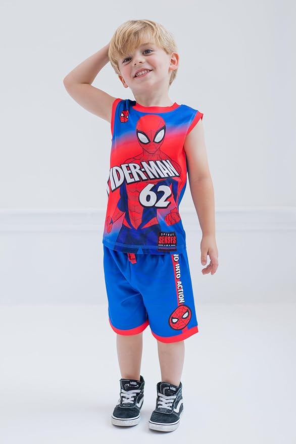 Marvel Spider-Man Miles Morales Hulk Mesh Jersey Tank Top Shirt and Basketball Shorts Toddler to Big Kid Sizes (2T - 18-20)