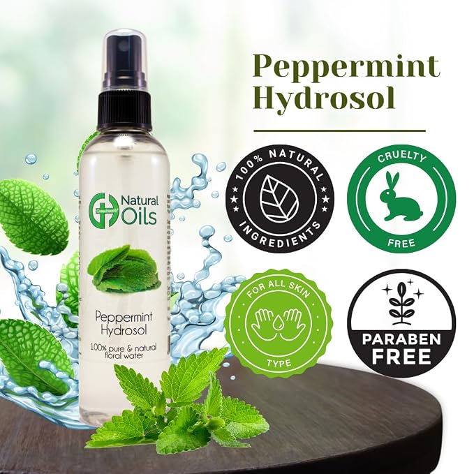GreenHealth Peppermint Hydrosol (Floral Water) - 8 fl oz Plastic Jug w/Cap - 100% Pure (NOT Oil)