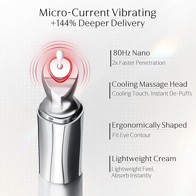 Exo Wand | Anti-Aging Electric Massage Eye Cream for Puffiness Bag Under Eye HME Exosome & PDRN Eye Tightener Cream | Caffeine, Peptide, NAD+ | for Reducing Wrinkle(0.88 oz/25g-2 Pack)