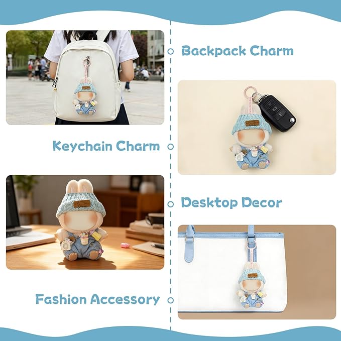 17cm Doll Clothes Set, 3-Piece Premium Velvet Outfit with Mix & Match Accessories, Easy-Dress Fashion for Collectible Display & Play (Doll Not Included, Blue)