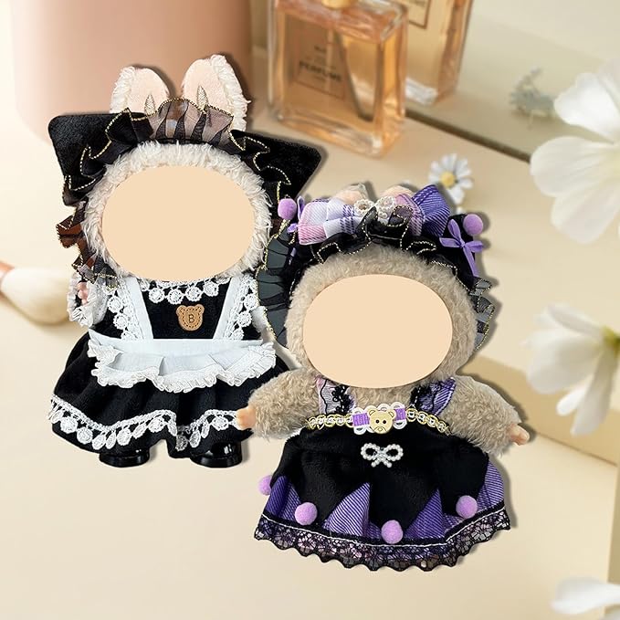 Doll Clothes for Labubu,Cute Outfit for 17cm Doll Clothe 2/3PCS Clothes and Hats Stylish Dolls Clothe for 17 cm Labubu,Casual Style Costumes for Labubu Dolls (Kurromii Style Set)