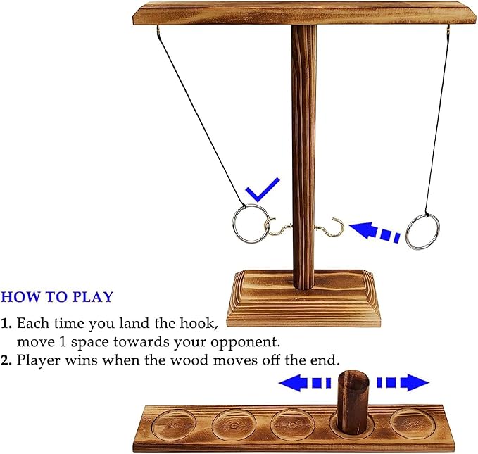 Hook and Ring Toss Game for Adults Party Games Wider & Longer Latest Verison - Rectangle