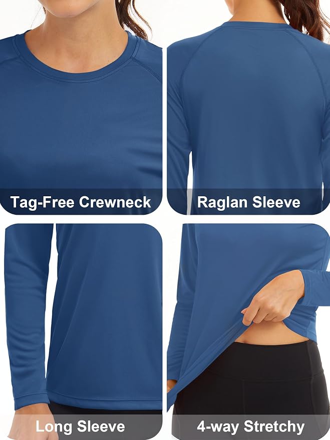 MAGCOMSEN Women's Long Sleeve Shirts UPF 50+ Sun Protection Shirts for Hiking Fishing Workout Rash Guard