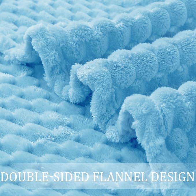 Exclusivo Mezcla 3D Fleece King Size Blanket for Bed, Blue | Extra Soft Fuzzy Plush Lightweight Bed Blankets, Cozy Fluffy Decorative Blankets for All Seasons, 90x104 Inches