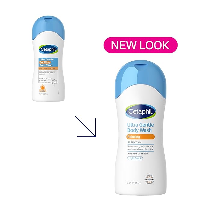 Cetaphil Ultra Gentle Refreshing Body Wash, For Dry to Normal, Sensitive Skin, with Aloe Vera, Calendula, Vitamin B5, Hypoallergenic, Fragrance Free, Dermatologist Tested, 16.9oz (Pack of 2)