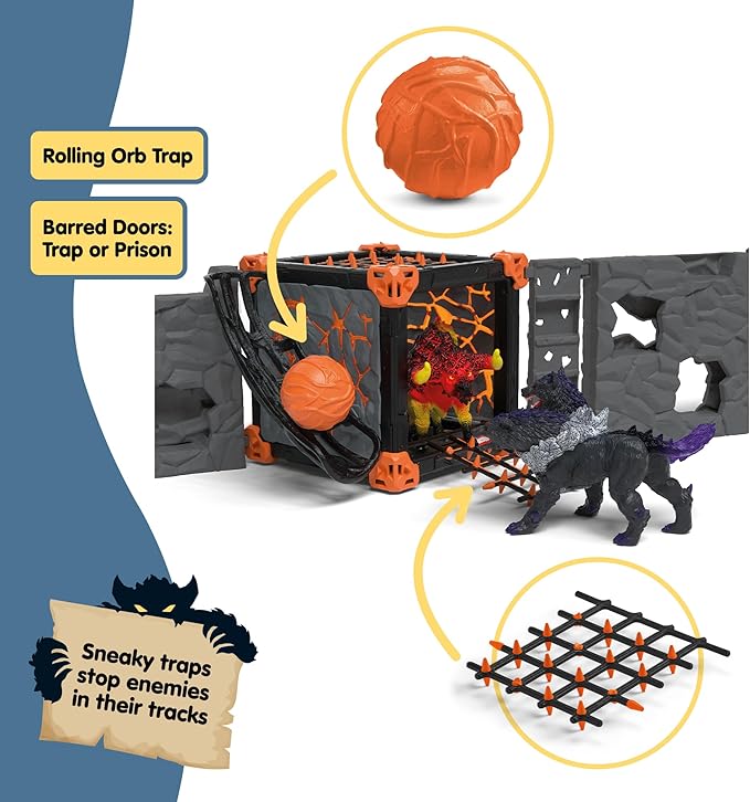 Schleich Eldrador Creatures - 34 PC Stone Battle Cave with Chameleon Toy Playset - Lizard Figurine for Boys and Girls with Expandable Fortress - Interactive, Imaginative Play for Kids Ages 7+ | 42676