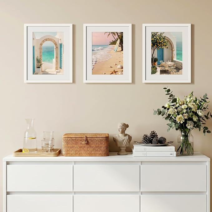 upsimples 12 x 15 Frame, Display Pictures 9x12 with Mat or 12x15 Without, Wall Hanging Photo Frame, White, 1 Pack