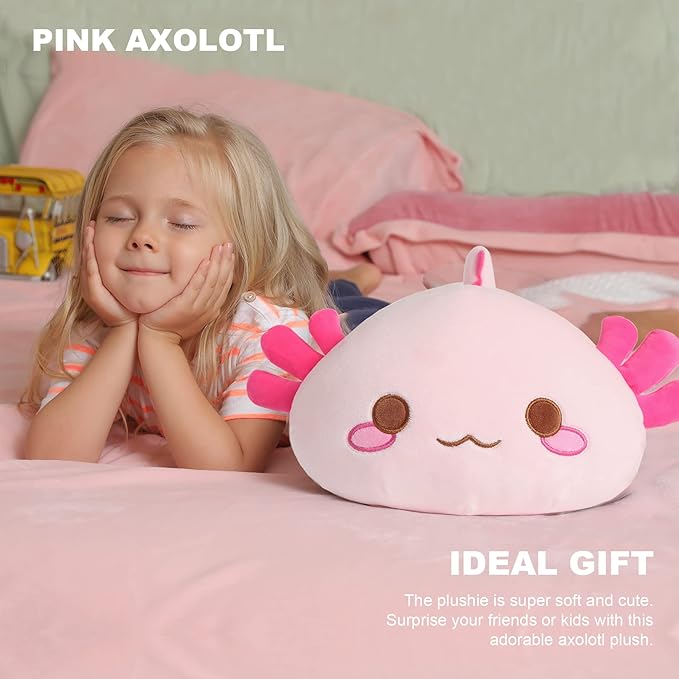 Onsoyours Cute Axolotl Plush, 19" Soft Large Stuffed Animal Salamander Big Plush Pillow, Kawaii Plushie Toy for Kids (Pink Axolotl A, 19")