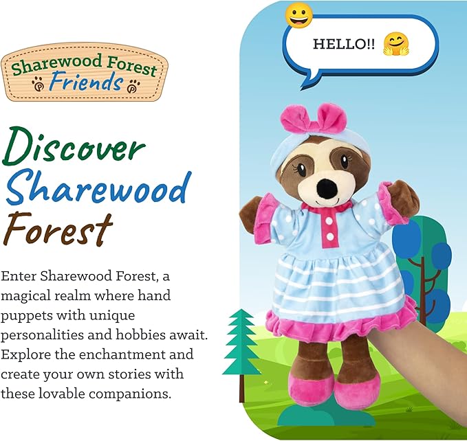 Sharewood Forest Friends Piper The Unicorn Hand Puppet - Stuffed Animal for Toddlers, Kids, Teachers, Daycare & School - Perfect for Puppet Theatre and Creative Play