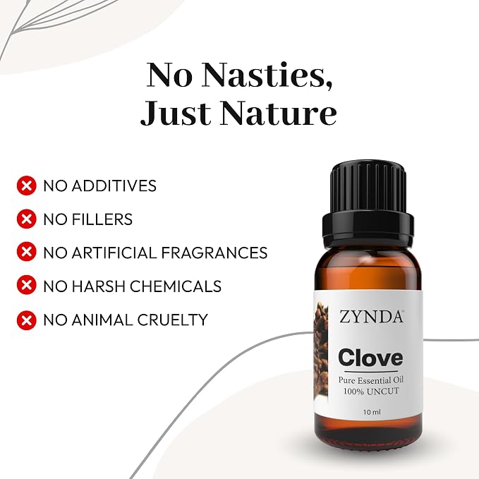Clove Oil Pure & Natural Clove Essential Oil – Organic Extract from Clove Buds, 3rd Party Lab tested 100% Uncut Concentrated Blend for Skin Care, Hair Care, Aromatherapy & Relaxation 10ml Bottle