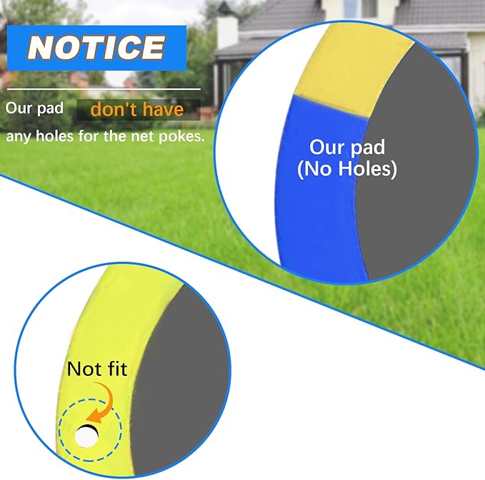 Trampoline Pad Replacement, 12FT 14FT 15FT Trampoline Spring Cover, Thickened EPE Foam Tear-Resistant Waterproof Safety Pad, No Holes for Pole