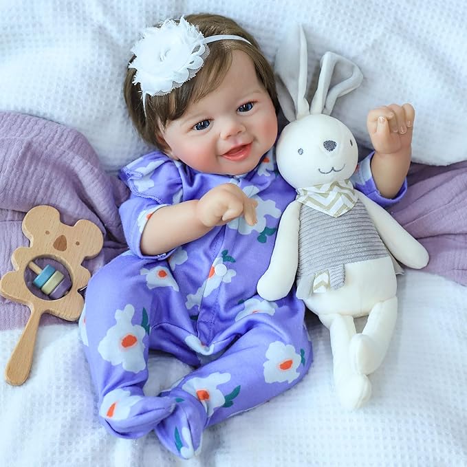 SCOM Realistic Reborn Baby Dolls, 20 Inch Real Baby Feeling Realistic-Newborn Dolls Adorable Smiling Real Life Baby Dolls with Gift Box for Kids Age 3