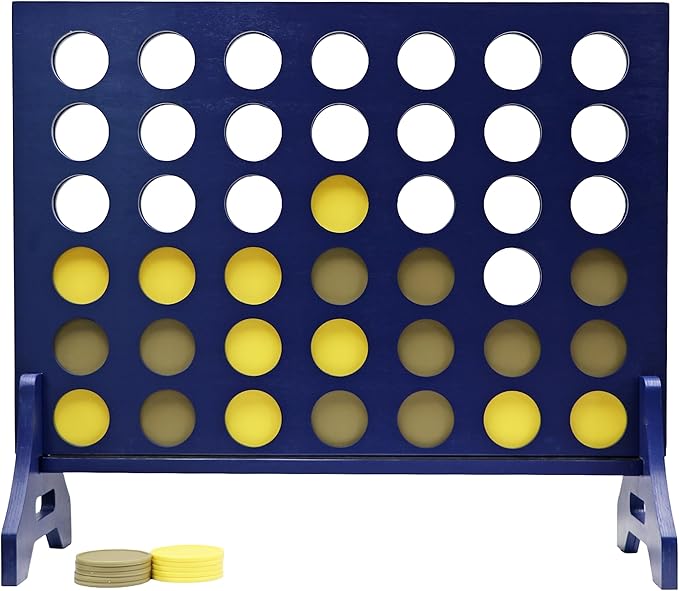 Tailgating Pros Premium Navy Giant Four in a Row with Carrying Case - Jumbo Oversized Outdoor Yard Game - Connect Multiple Pucks in a Row to Win - Many Puck Colors Available!