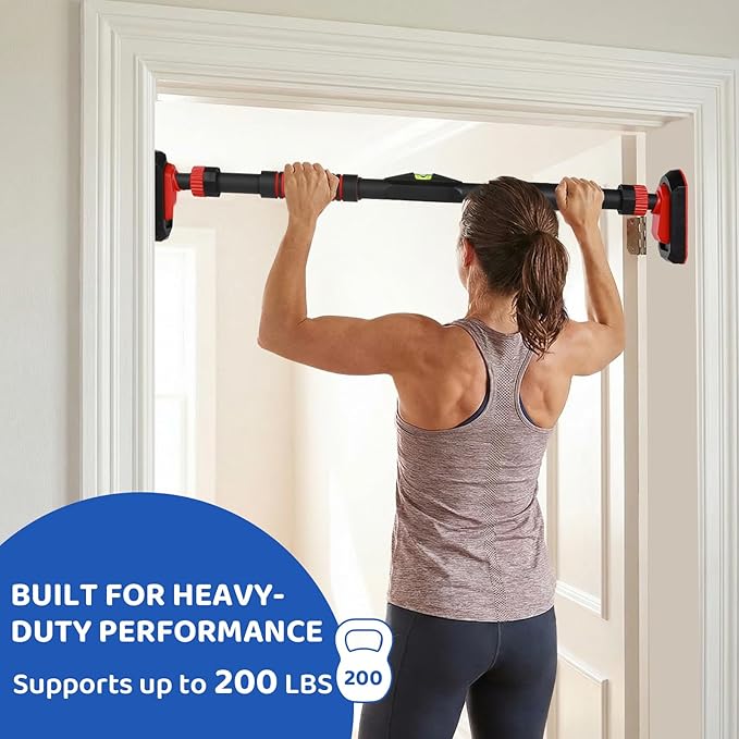 Slevoo Kids Doorway Jumper Swing & Pull-Up Bar Gym, Fits 38"-45" Hallway Doorway, 4-in-1 Indoor Exercise & Play Equipment for Toddlers & Kids