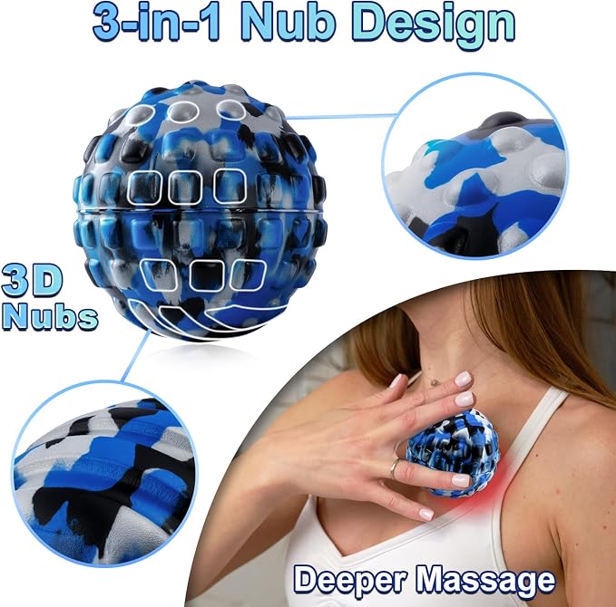 Fascia Release Tools Deep Tissue Massage Ball for Exercise & Recovery Targets Back, Shoulder, Legs&Feet - Relieves Muscle Knots, Trigger Point Massage, Pressure Point Therapy- Myofascial Release Ball