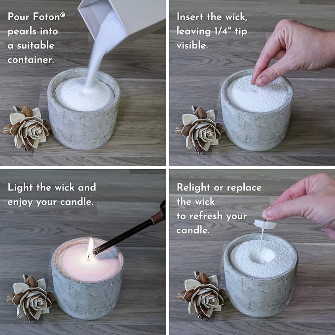 Foton Pearled Candle 18 Oz - Mulled Magic Fall Scent Non Toxic Luxury Long Lasting Powder Wax Sand Candles up to 120 Hours - Refillable Pearl Foton Candle Sand with 30 Wicks