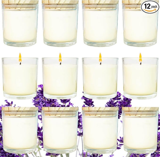 12 Pcs 6 Oz Mini Soy Candles,Lavender Scented Bulk Candle Set,Aromatherapy Candle,Great Stress Relieving Scented Candles for Girls as a Gift for Birthdays, Weddings Party Favors!