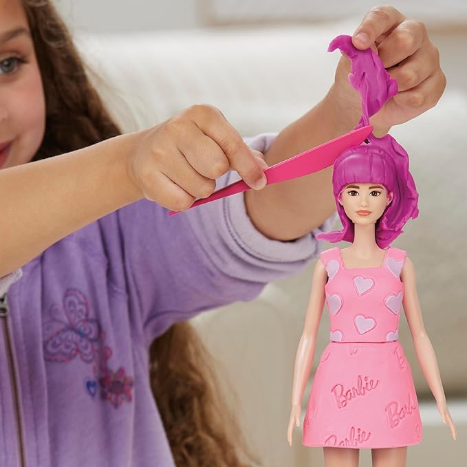 Play-Doh Barbie Hearts and Hair Set, Make Doll Clothes with Modeling Compound & 10 Fashion Accessories, Arts & Crafts for Girls & Boys 5+