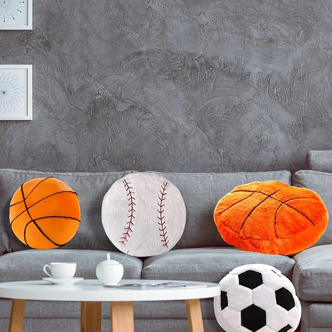 JPORSHU 2PCS Baseball Plush Pillow，White Baseball Pillow Soft Fluffy Football Stuffed Plushies Toy ，Toys Gift for Kids Boy Girls Children Room Decoration