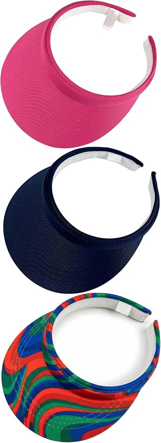 3 Pack Sports Sun Visor Hat Women Men Adjustable Clip On Visors Outdoor Golf Beach Cap