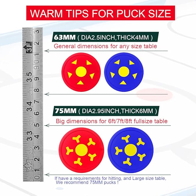 Air Hockey Pushers and Air Hockey Pucks, Non-Slip Strikers and Dynamic Pucks for Air Hockey Table Game for Adults and Kids,Replacement Accessories for Game Tables