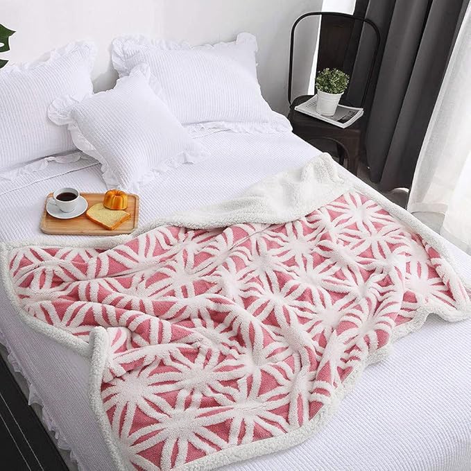 LOMAO Sherpa Fleece Blanket Gifts for Mom Dad Cozy Soft Throw Blanket for Women Men Birthday Gifts Dual Sided Couch Sofa Bed Blanket (Pink,51x63)