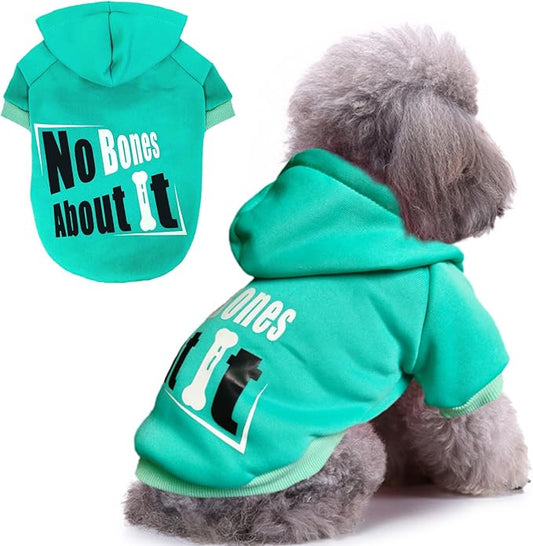 Jecikelon Winter Printed Dog Hoodies Sweatshirts Warm Clothes for Small Dogs Chihuahua Coat Puppy Clothing Cat Custume (Cyan, Large)