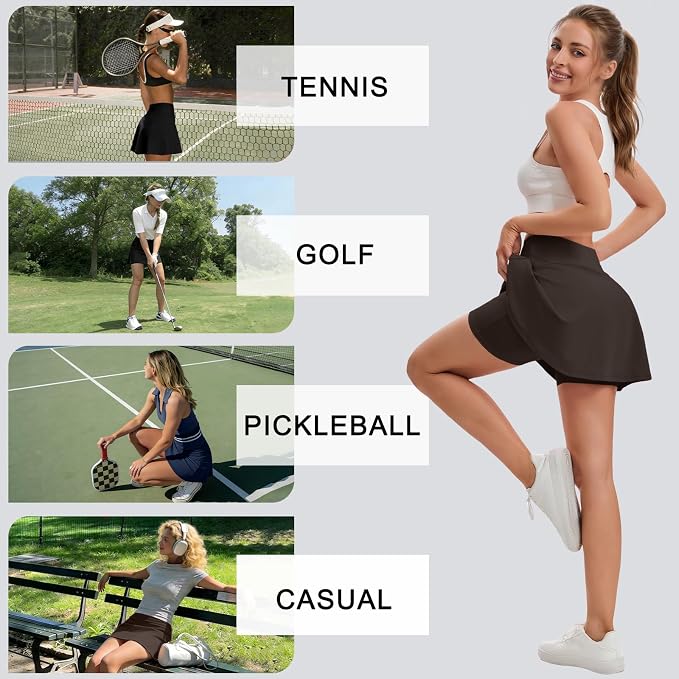 Skorts for Woman Tennis Skirt with Pockets Shorts Golf Skort | High Waisted，A Line, Soft, Stretchy，Breathable, Lightweight, Pickleball, Athletic, Workout, Casual Skirts