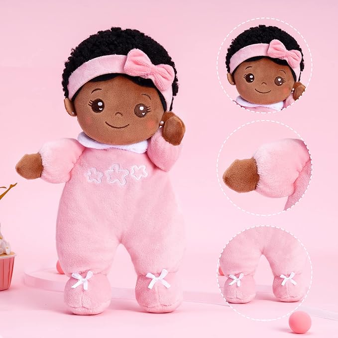 OUOZZZ Black Baby Doll for 1 Year Old Girl Gifts - First African American Baby Dolls Toys for Girl Birthday Christmas Plush Gift for Toddler 10"