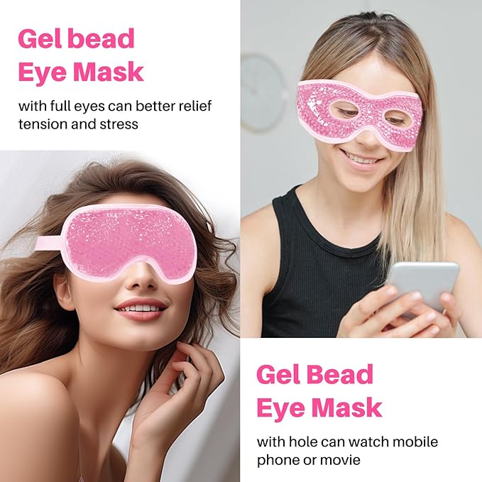 Permotary 2 Pack Gel Ice Eye Mask Cold Therapy Cooling Eye Mask for Relaxtion,Puffy Eyes Relief Reusable Cold & Warm Compress for Puffiness,Dry Eyes,Headaches,Migraines,Stress Relief,Post Surgery