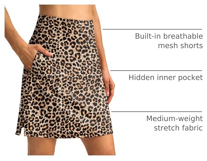 18" Skorts for Women 3 Pockets High Waist Long Athletic Tennis Skirt Golf Skort for Casual Summer Travel